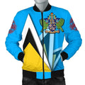 FUNSTUFFPRINT Saint Lucia Men's Bomber Jacket - Flag With Coat Of Arms - 3D Bomber Jacket