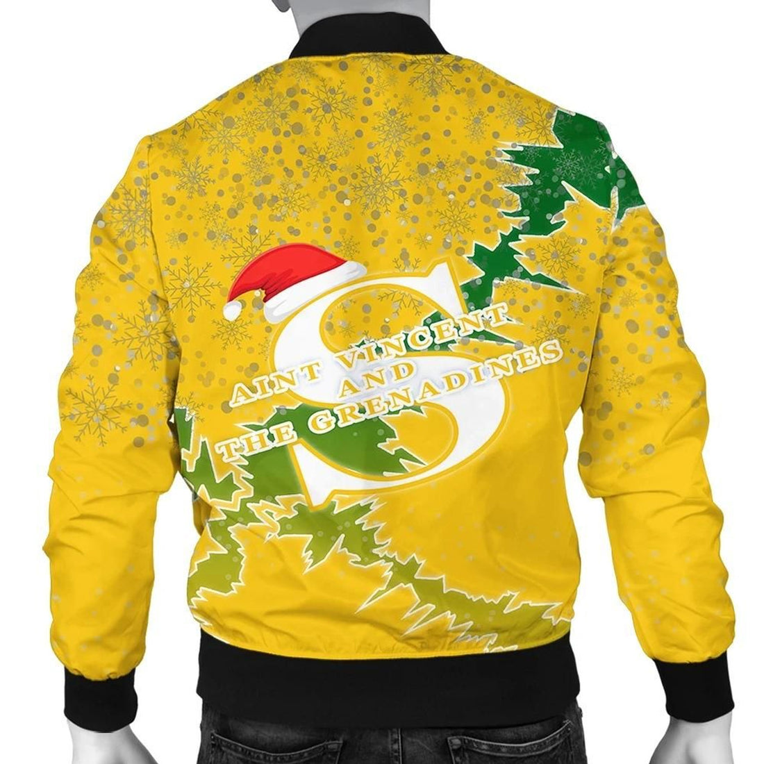 FUNSTUFFPRINT Saint Vincent and the Grenadines Christmas Coat Of Arms Men Bomber Jacket Style 3D Bomber Jacket
