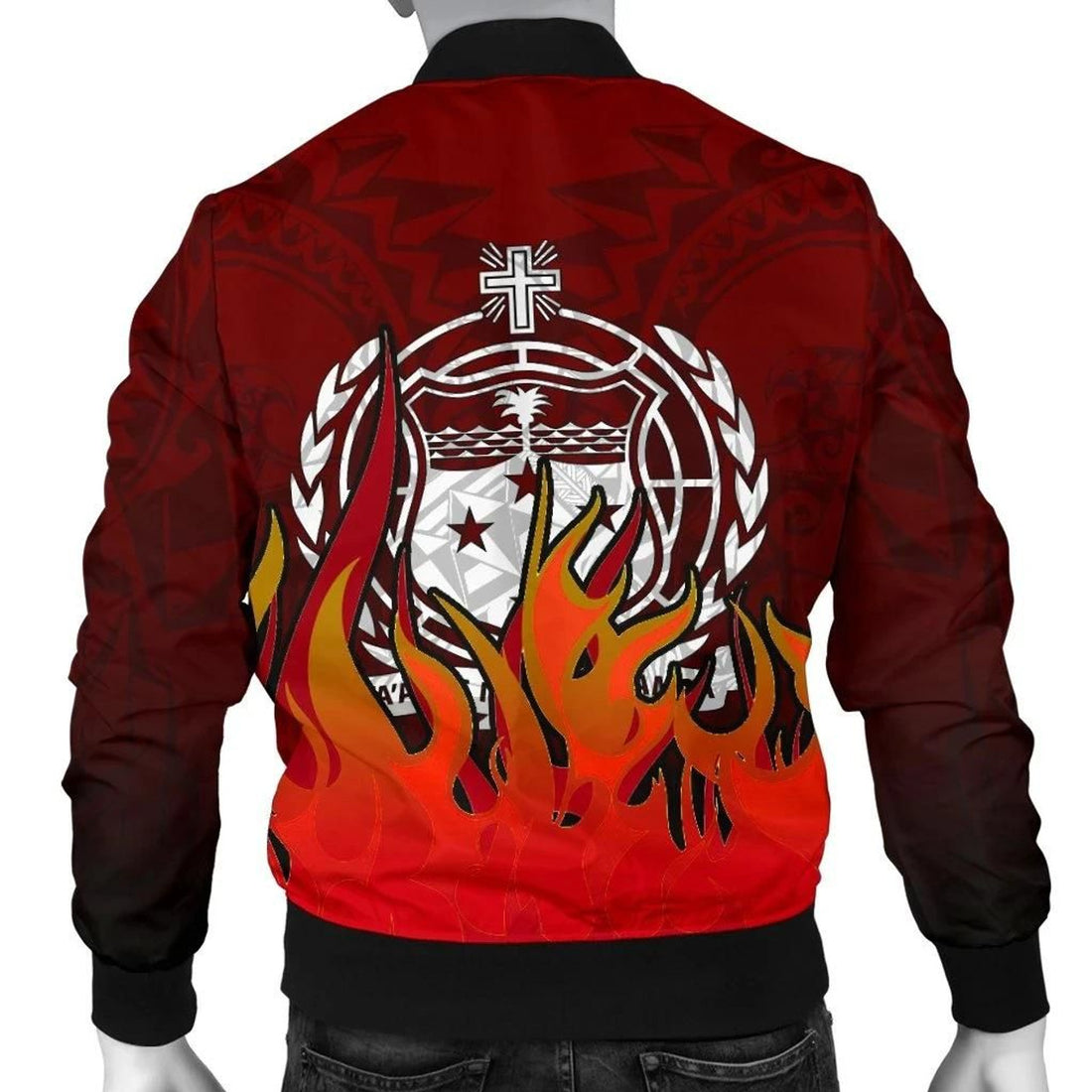 FUNSTUFFPRINT Samoa Men's Bomber Jacket - Manu Rugby Fire - 3D Bomber Jacket