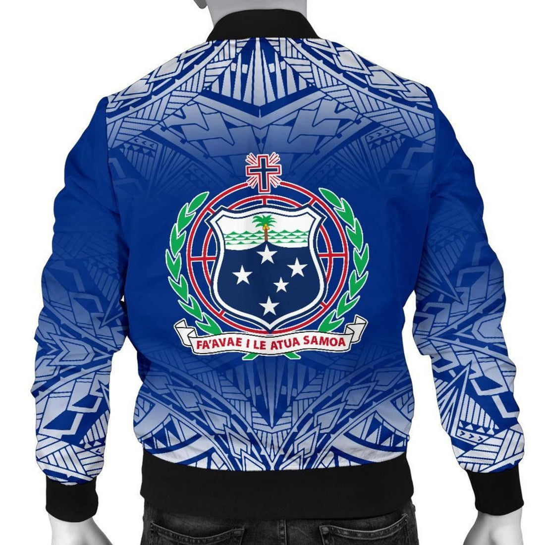 FUNSTUFFPRINT Samoa Men's Bomber Jacket - Polynesian Fog Blue - 3D Bomber Jacket