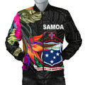 FUNSTUFFPRINT Samoa Men's Bomber Jacket - Polynesian Hibiscus Pattern - 3D Bomber Jacket