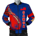 FUNSTUFFPRINT Samoa Men's Bomber Jacket - Rugby Ball Fire - 3D Bomber Jacket