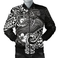 FUNSTUFFPRINT Samoa Men's Bomber Jacket - White Shark Polynesian Tattoo - 3D Bomber Jacket