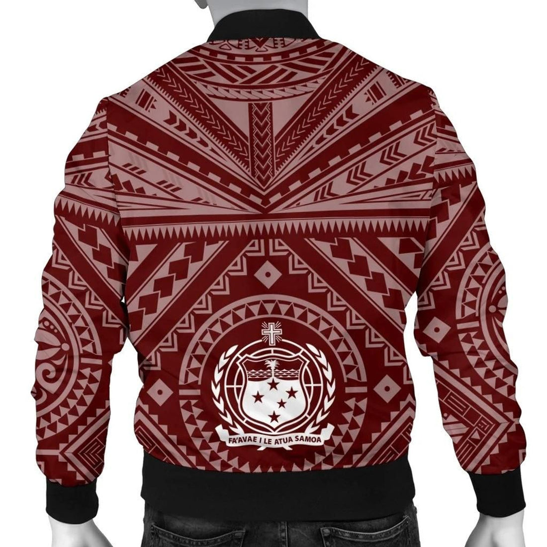 FUNSTUFFPRINT Samoa Personalised Men's Bomber Jacket - Samoa Seal In Polynesian Tattoo Style (Red) - 3D Bomber Jacket
