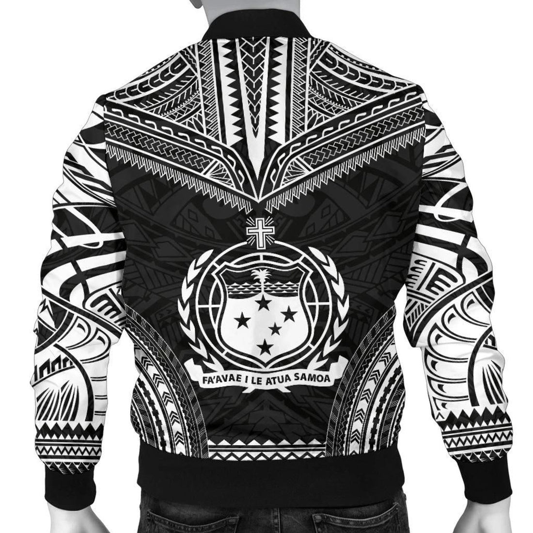 FUNSTUFFPRINT Samoa Polynesian Chief Men's Bomber Jacket - Black Version - 3D Bomber Jacket