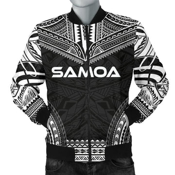 FUNSTUFFPRINT Samoa Polynesian Chief Men's Bomber Jacket - Black Version - 3D Bomber Jacket