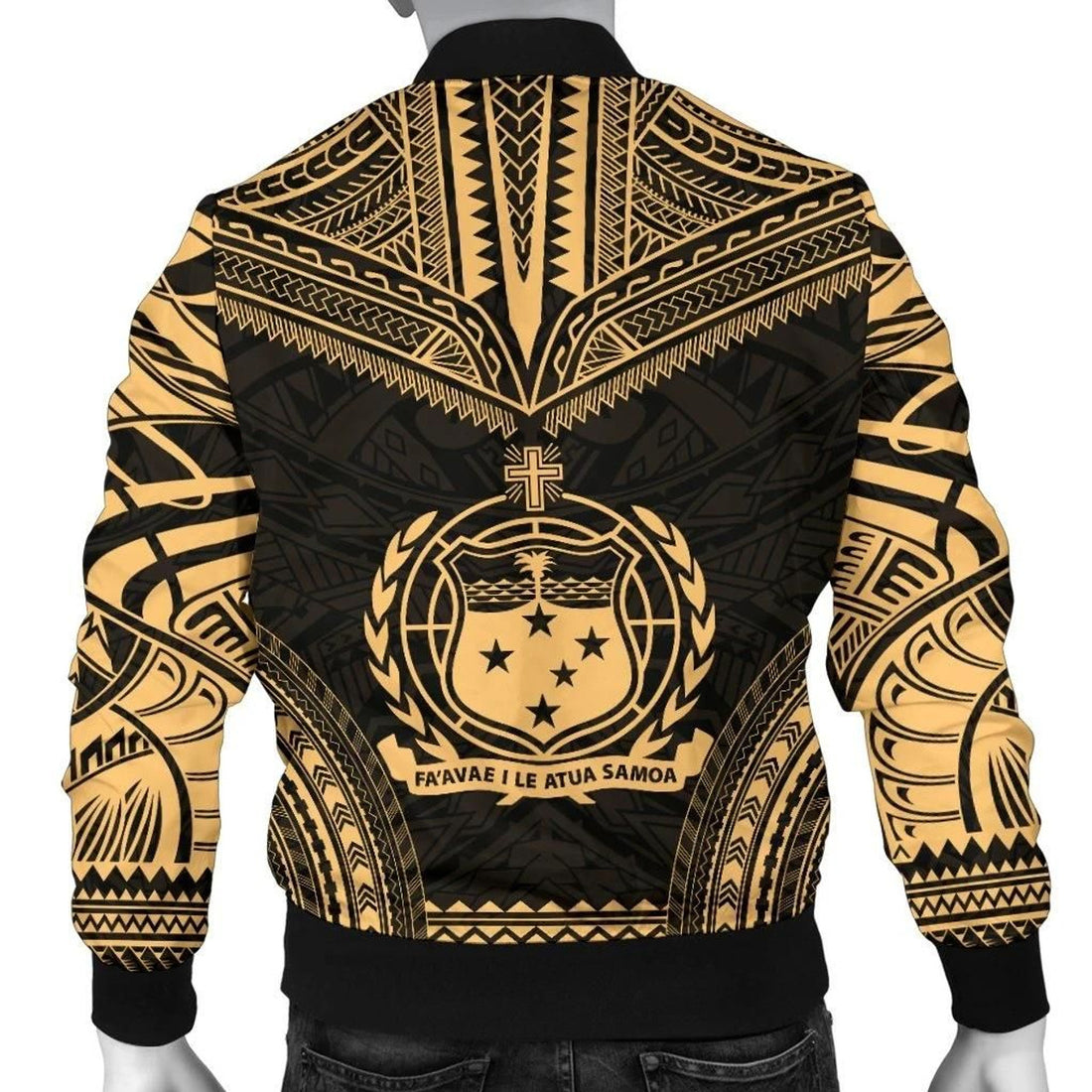 FUNSTUFFPRINT Samoa Polynesian Chief Men's Bomber Jacket - Gold Version - 3D Bomber Jacket