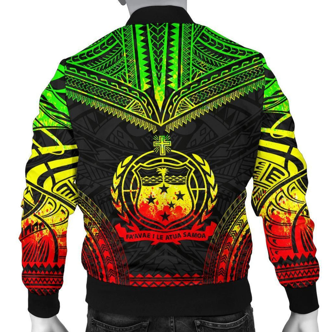 FUNSTUFFPRINT Samoa Polynesian Chief Men's Bomber Jacket - Reggae Version - 3D Bomber Jacket