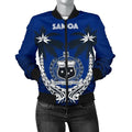 FUNSTUFFPRINT Samoa Polynesian Coconut Women's Bomber Jacket (Blue) 3D Bomber Jacket