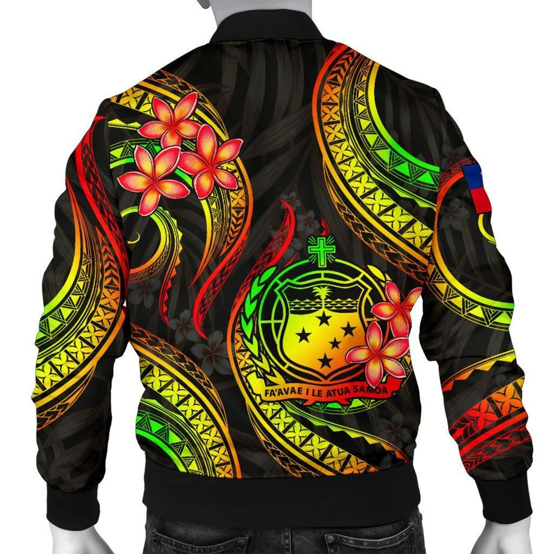 FUNSTUFFPRINT Samoa Polynesian Men Bomber Jacket - Reggae Plumeria - 3D Bomber Jacket