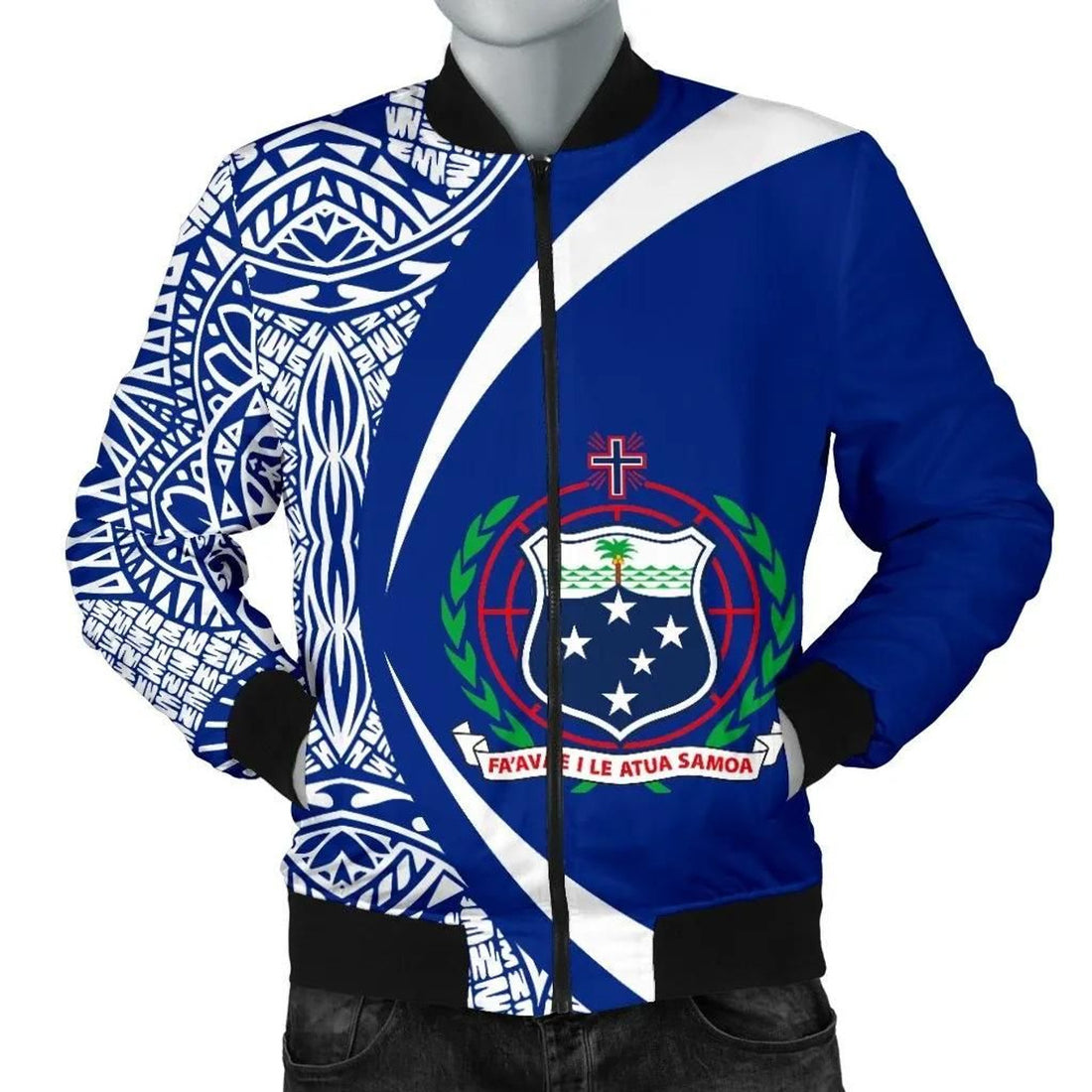 FUNSTUFFPRINT Samoa Polynesian Men's Bomber Jacket - Circle Style 3D Bomber Jacket