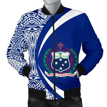 FUNSTUFFPRINT Samoa Polynesian Men's Bomber Jacket - Circle Style 3D Bomber Jacket