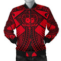 FUNSTUFFPRINT Samoa Polynesian Men's Bomber Jacket - Samoa Red Seal with Polynesian Tattoo - 3D Bomber Jacket