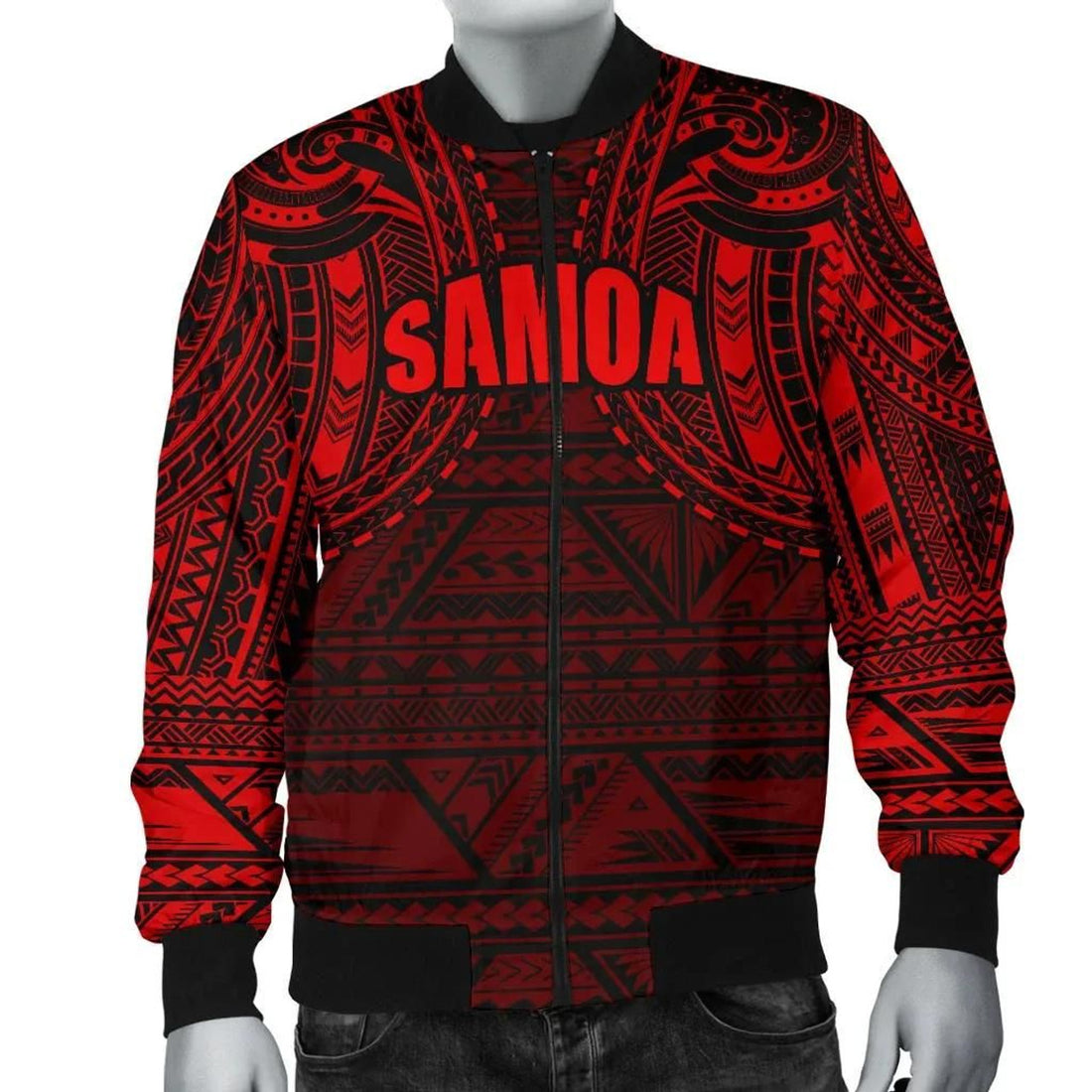 FUNSTUFFPRINT Samoa Spirit Men's Bomber Jacket (Red) 3D Bomber Jacket