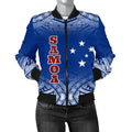 FUNSTUFFPRINT Samoa Women's Bomber Jacket - Polynesian Fog Blue - 3D Bomber Jacket