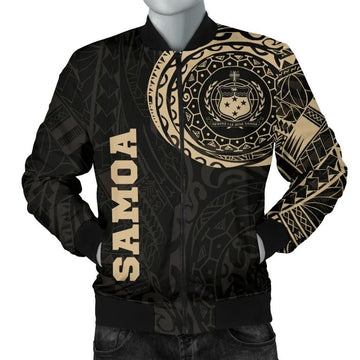 FUNSTUFFPRINT Samoa in My Heart Polynesian Tattoo Style Men's 3D Bomber Jacket