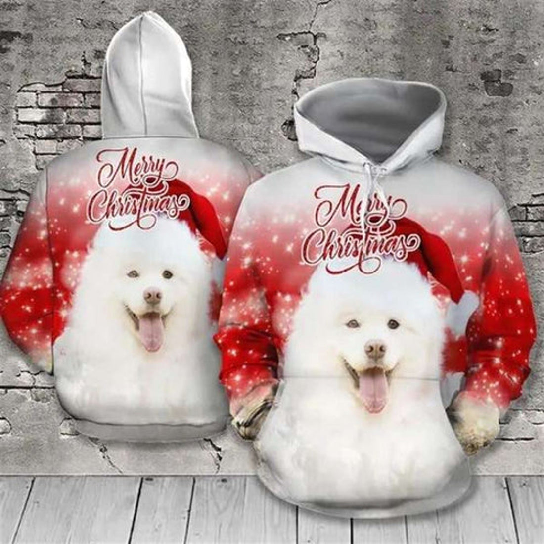 FUNSTUFFPRINT 3D Samoyed Christmas Funny All Over 3D Hoodie and Zip Hoodie