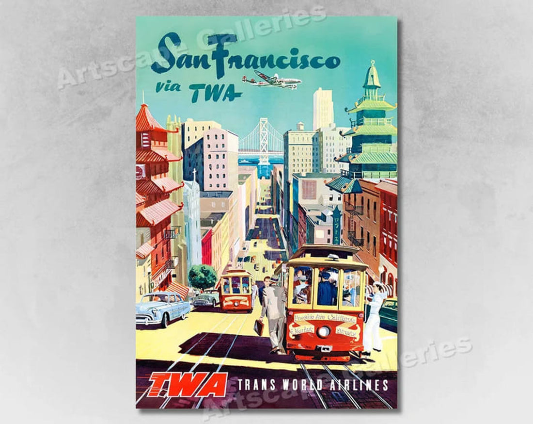 San Francisco Via Twa Twa Trans World Airline, San Francisco Poster Poster and Canvas