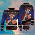 FUNSTUFFPRINT Santa And Jesus Christmas Ugly Christmas Sweater For Men & Women - Jesus Christ Sweater Ugly  Sweater