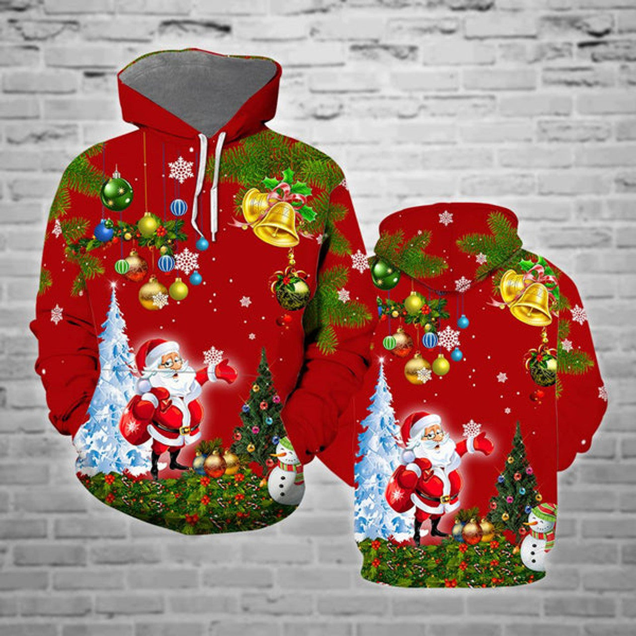 FUNSTUFFPRINT 3D Santa Claus Christmas All Over 3D Hoodie and Zip Hoodie