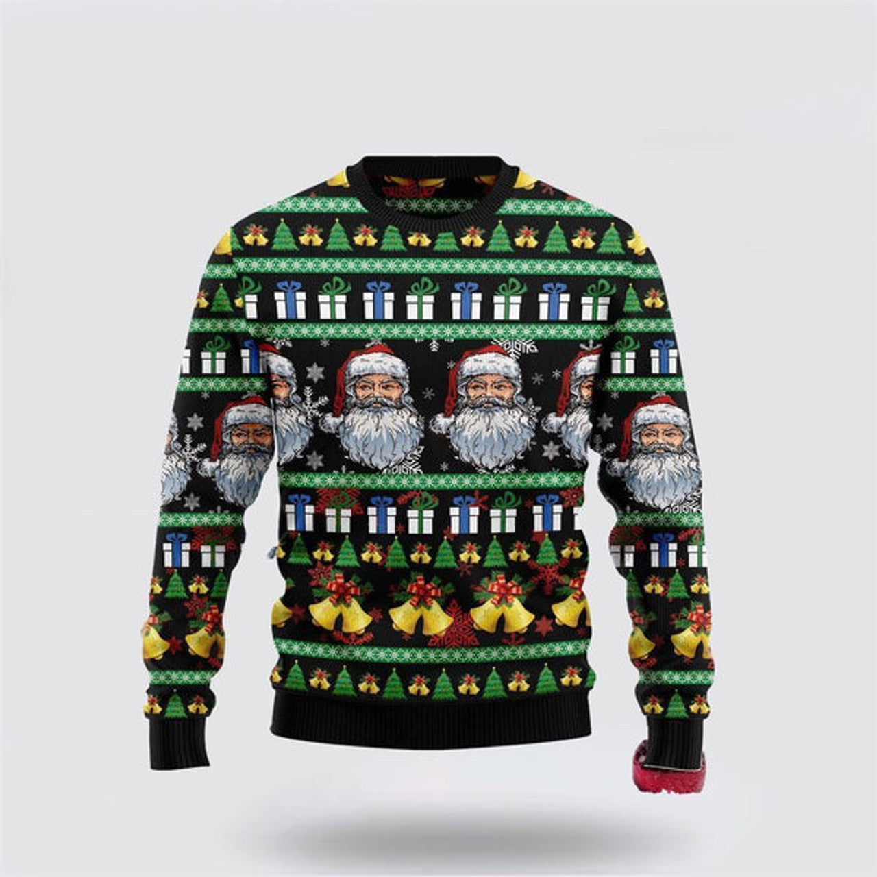 FUNSTUFFPRINT Santa Claus Jingle Bell Ugly Christmas Sweater For Men And Women, Best Gift For Christmas, The Beautiful Winter Christmas Outfit Ugly Sweater