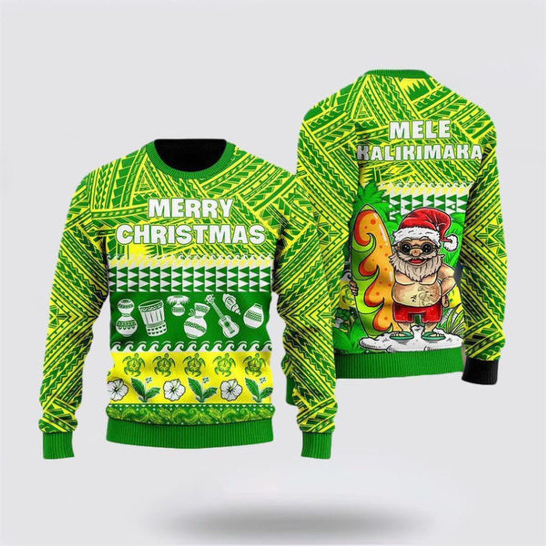 FUNSTUFFPRINT Santa Claus Mele Kalikimaka Christmas Ugly Christmas Sweater For Men And Women, Best Gift For Christmas, The Beautiful Winter Christmas Outfit Ugly Sweater