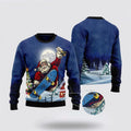 FUNSTUFFPRINT Santa Claus Playing Skateboard Ugly Christmas Sweater For Men And Women, Best Gift For Christmas, The Beautiful Winter Christmas Outfit Ugly Sweater