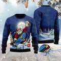 FUNSTUFFPRINT Santa Claus Playing Skateboard Ugly Christmas Sweater, Christmas Sweater, Ugly Sweater, Funny Xmas Sweaters Ugly Sweater