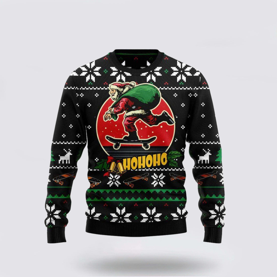 FUNSTUFFPRINT Santa Claus Skateboard Ugly Christmas Sweater – Christmas Gifts For Frends Ugly  Sweater