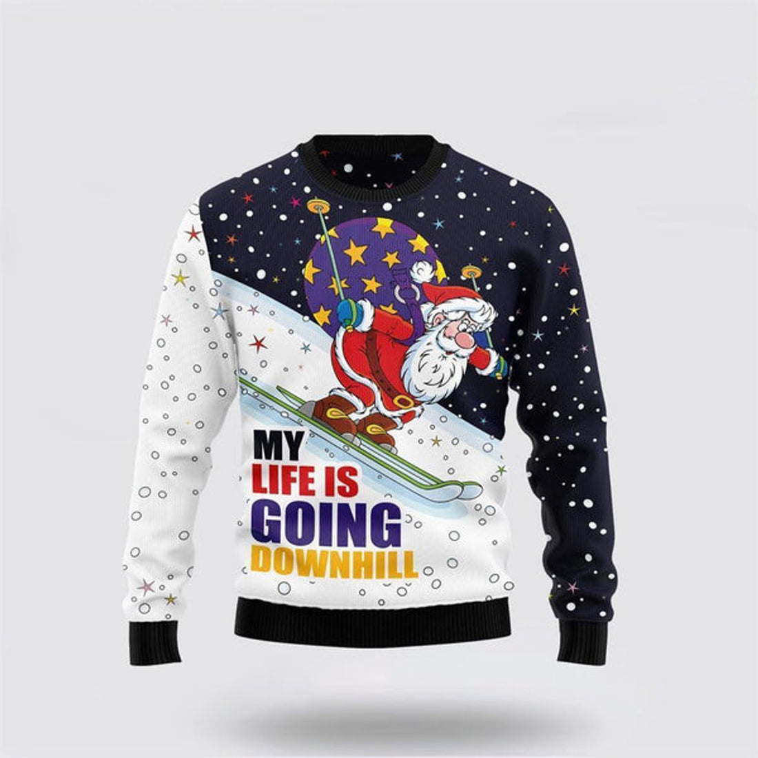FUNSTUFFPRINT Santa Claus Ski Ugly Christmas Sweater For Men And Women, Best Gift For Christmas, The Beautiful Winter Christmas Outfit Ugly Sweater