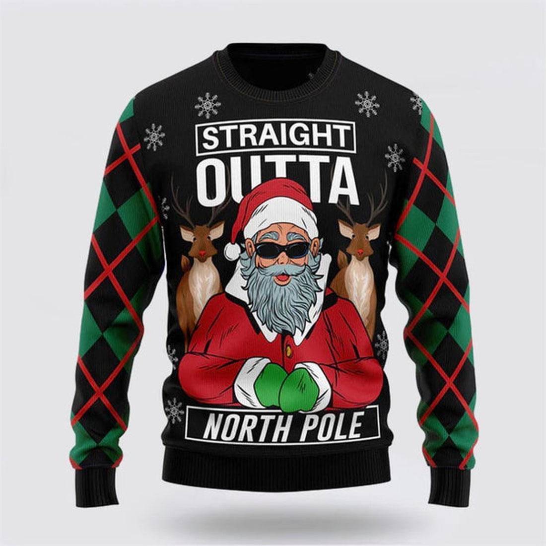 FUNSTUFFPRINT Santa Claus Straight Outta North Pole Ugly Christmas Sweater For Men And Women, Best Gift For Christmas, The Beautiful Winter Christmas Outfit Ugly Sweater
