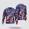 FUNSTUFFPRINT Santa Claus Sweater, Christmas Santa Claus Chilling Happy Xmas Light Art Style Ugly Christmas Sweater, Santa Claus Outfit History Ugly  Sweater