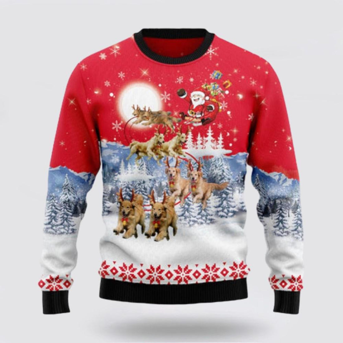 FUNSTUFFPRINT Santa Claus Sweater, Golden Retriever Santa Claus Ugly Sweater, Funny Santa Sweaters, Santa Claus Outfit History Ugly Sweater
