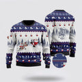 FUNSTUFFPRINT Santa Claus Sweater, Have An Ice Day Santa Claus And Reindeer Speed Skating Ugly Christmas Sweater, Santa Claus Outfit History Ugly  Sweater