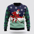 FUNSTUFFPRINT Santa Claus Sweater, Hockey Santa Claus Ugly Sweater, Funny Santa Sweaters, Santa Claus Outfit History Ugly Sweater