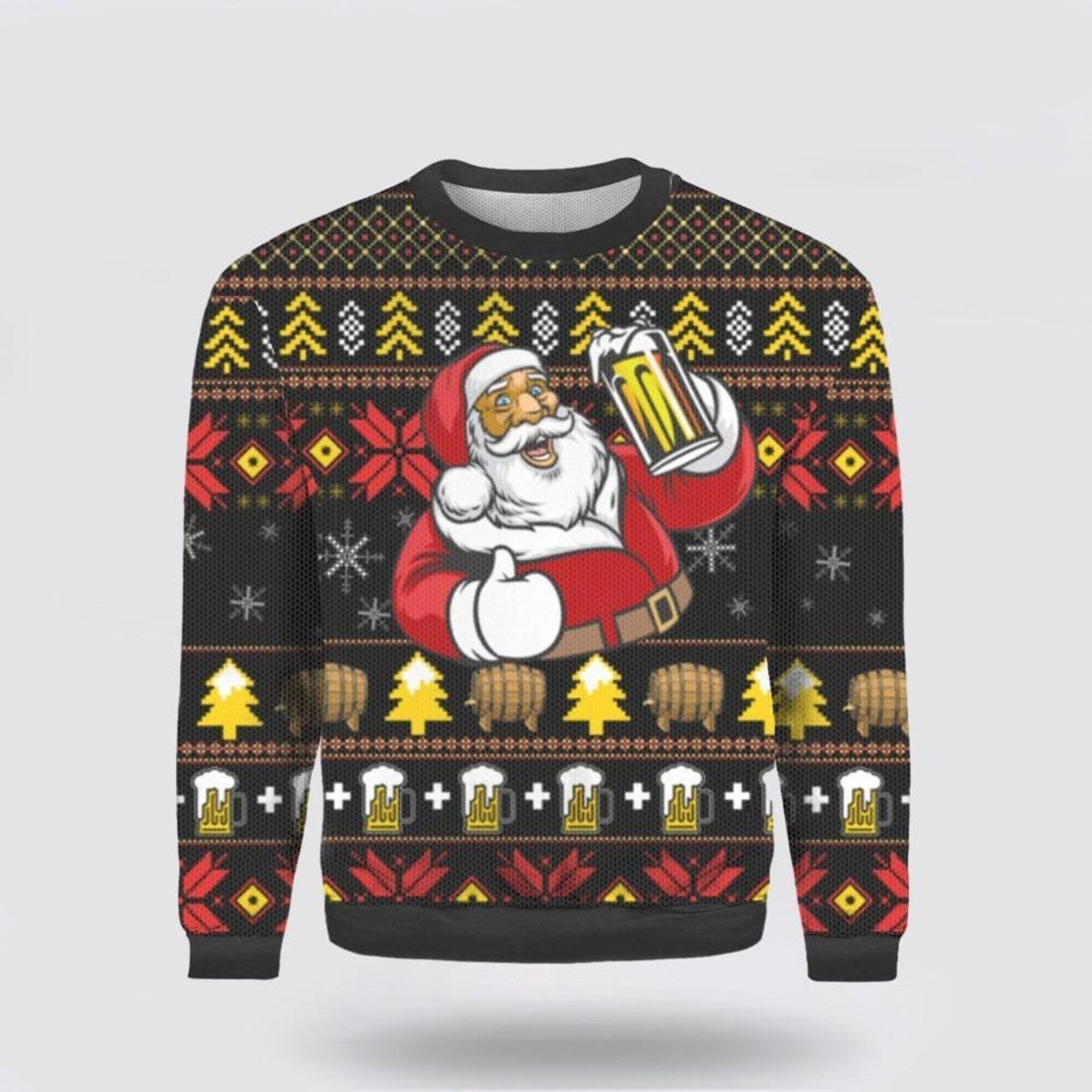 FUNSTUFFPRINT Santa Claus Sweater, It's The Most Wonderful Time For A Beer With Santa Claus Ugly Sweater, Funny Santa Sweaters, Santa Claus Outfit History Ugly Sweater