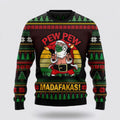 FUNSTUFFPRINT Santa Claus Sweater, Pew Pew Madafakas Santa Claus Ugly Sweater, Funny Santa Sweaters, Santa Claus Outfit History Ugly Sweater