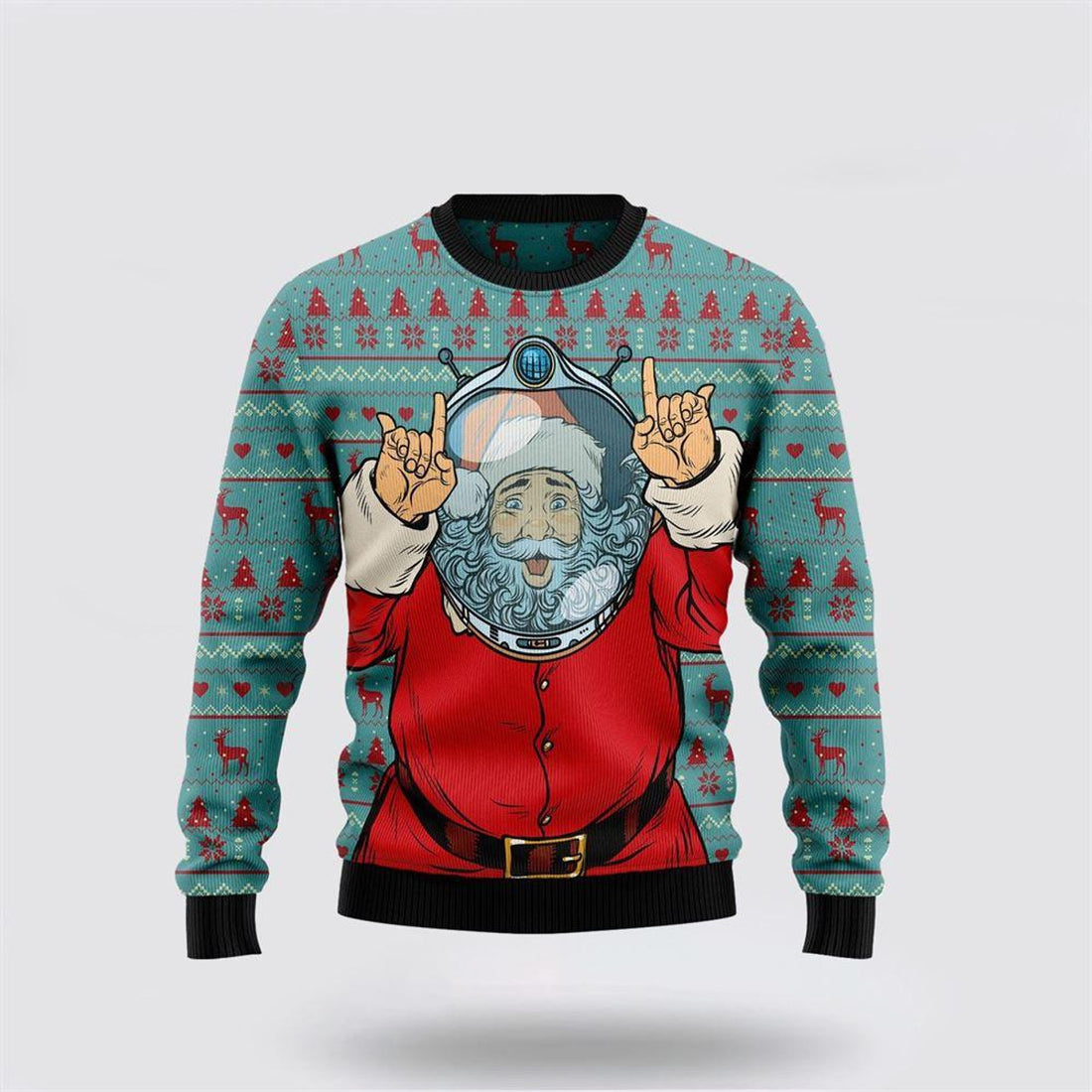 FUNSTUFFPRINT Santa Claus Sweater, Santa Claus Astronaut Ugly Christmas Sweater, Santa Claus Outfit History Ugly  Sweater