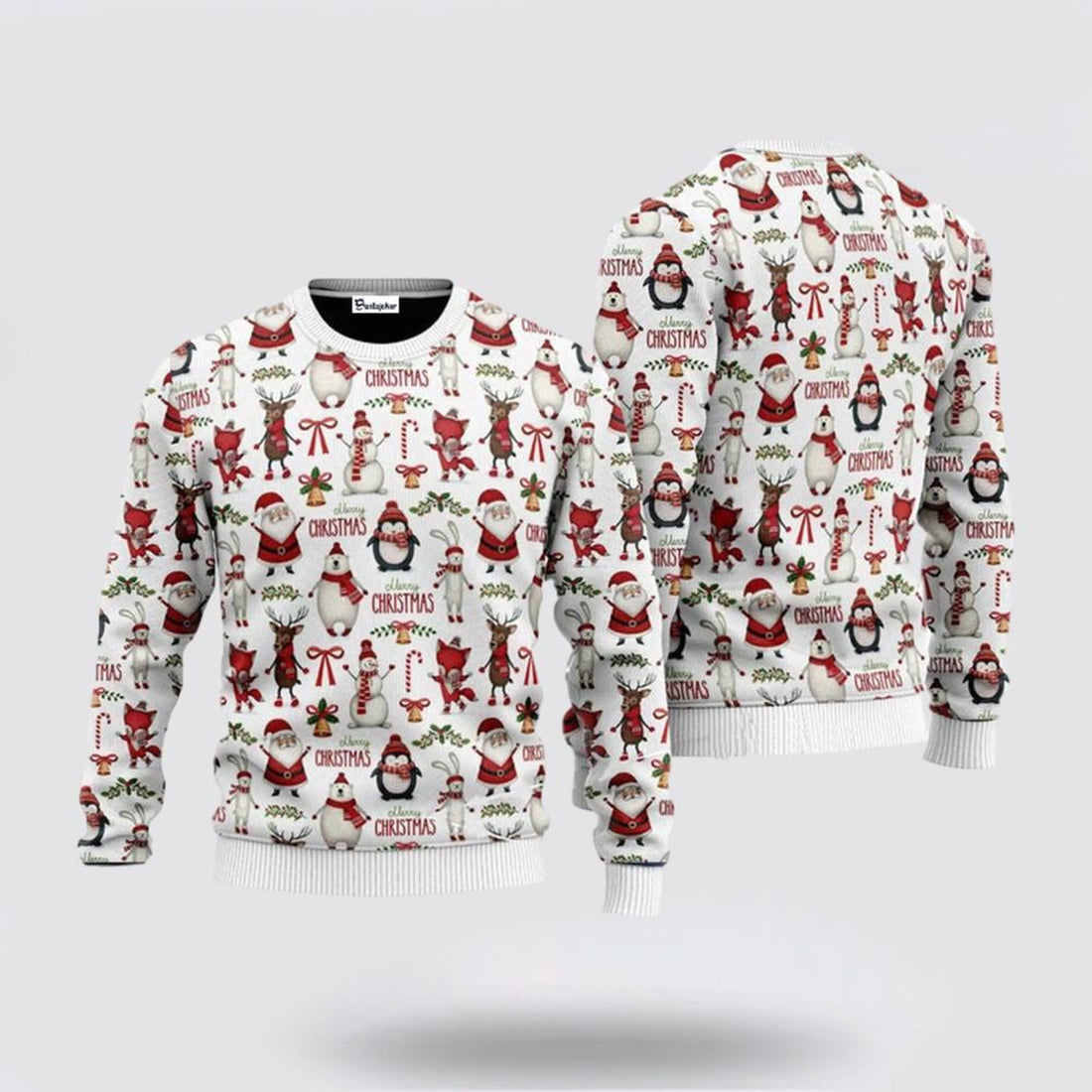 FUNSTUFFPRINT Santa Claus Sweater, Santa Claus Christmas Ugly Sweater, Funny Santa Sweaters, Santa Claus Outfit History Ugly Sweater