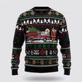 FUNSTUFFPRINT Santa Claus Sweater, Santa Claus Firefighter Ugly Sweater, Funny Santa Sweaters, Santa Claus Outfit History Ugly Sweater