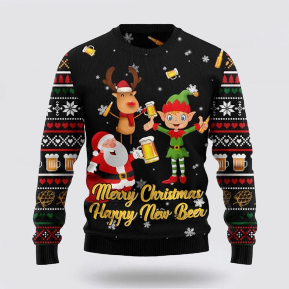 FUNSTUFFPRINT Santa Claus Sweater, Santa Claus Happy Ugly Sweater, Funny Santa Sweaters, Santa Claus Outfit History Ugly Sweater