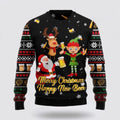 FUNSTUFFPRINT Santa Claus Sweater, Santa Claus Happy Ugly Sweater, Funny Santa Sweaters, Santa Claus Outfit History Ugly Sweater