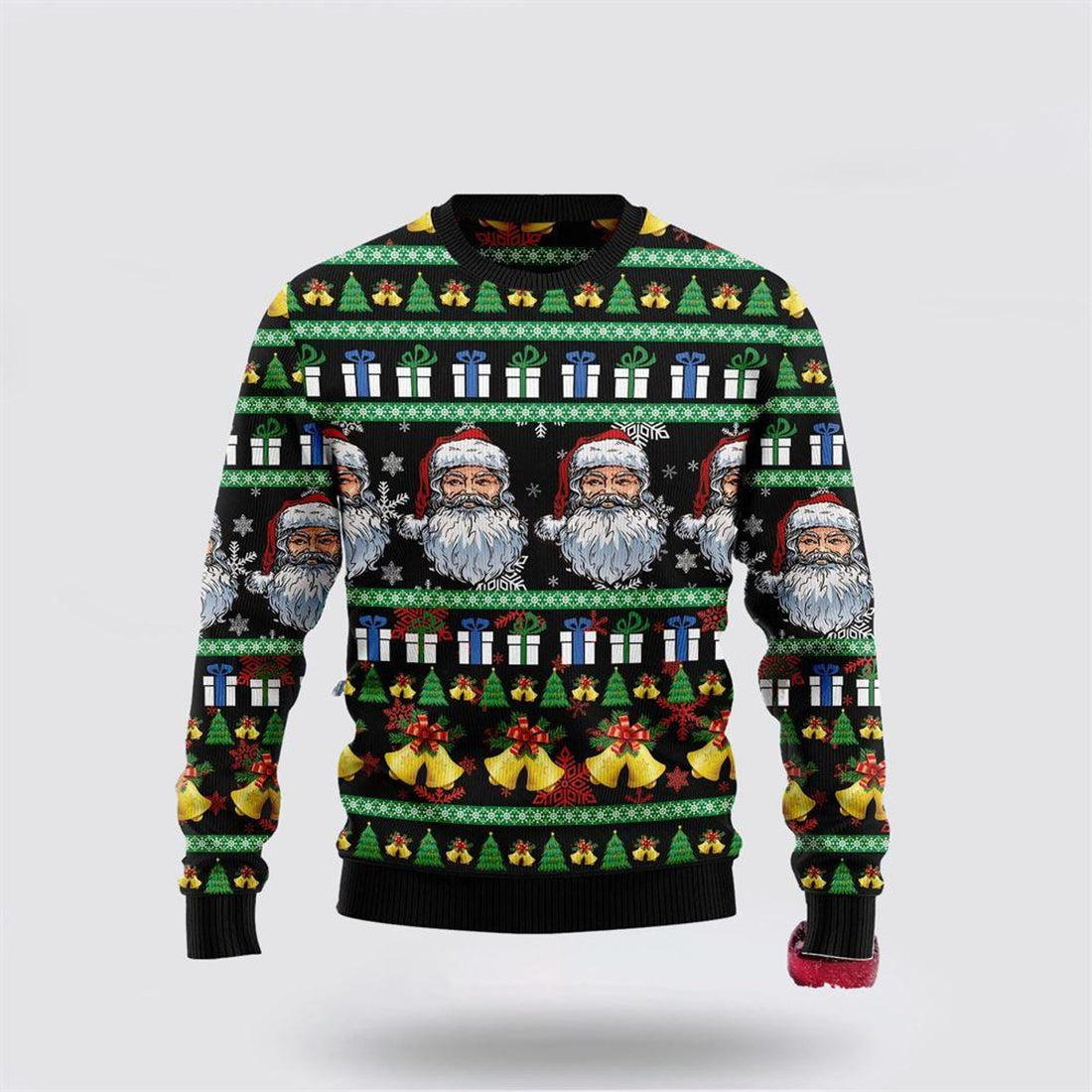 FUNSTUFFPRINT Santa Claus Sweater, Santa Claus Jingle Bell Ugly Christmas Sweater, Santa Claus Outfit History Ugly  Sweater
