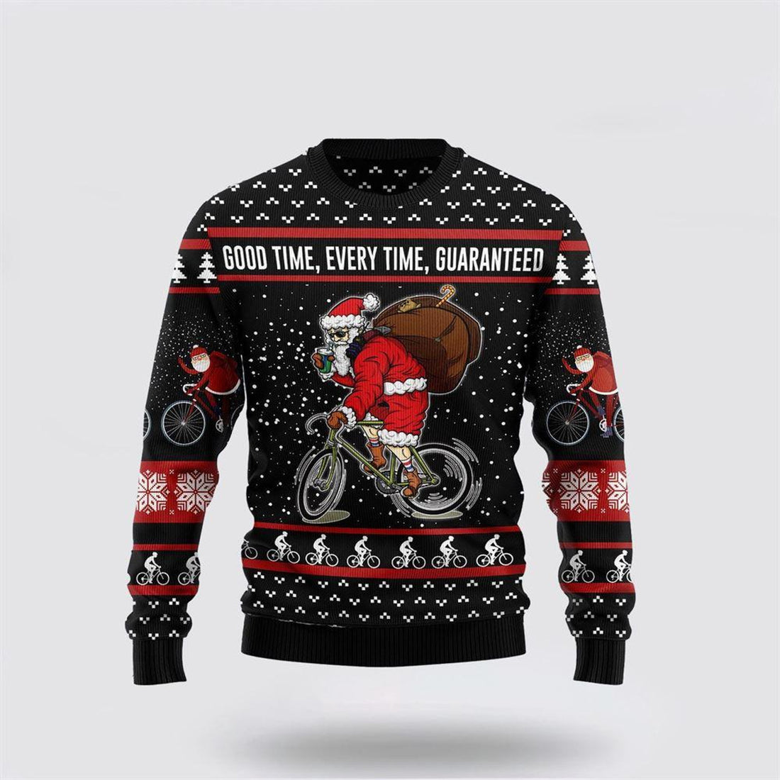 FUNSTUFFPRINT Santa Claus Sweater, Santa Claus Love Biking Ugly Christmas Sweater, Santa Claus Outfit History Ugly  Sweater