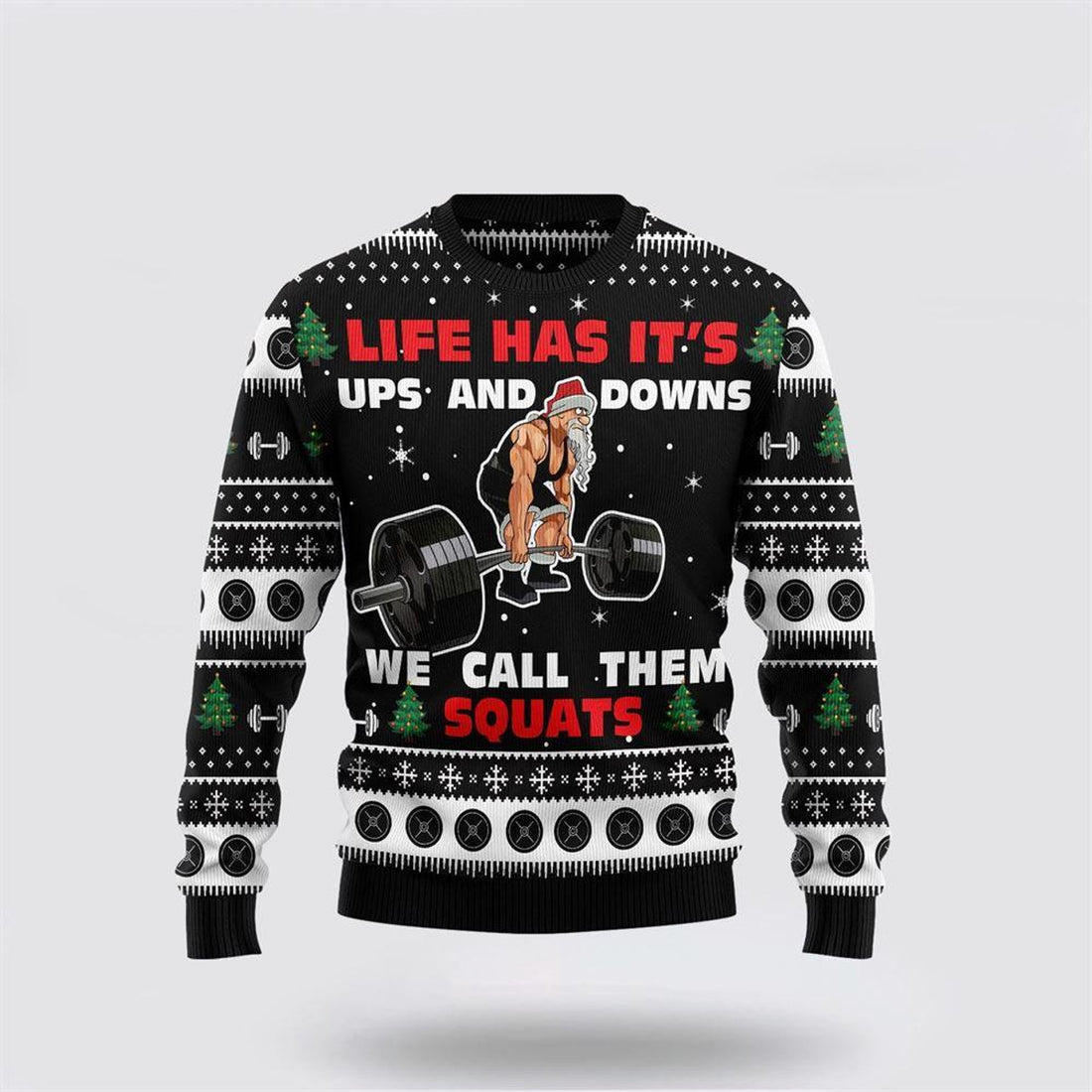 FUNSTUFFPRINT Santa Claus Sweater, Santa Claus Love Gym Ugly Christmas Sweater, Santa Claus Outfit History Ugly  Sweater