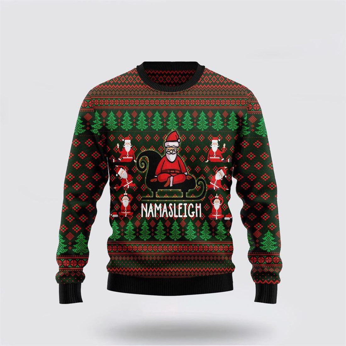 FUNSTUFFPRINT Santa Claus Sweater, Santa Claus Love Yoga Ugly Christmas Sweater, Santa Claus Outfit History Ugly  Sweater
