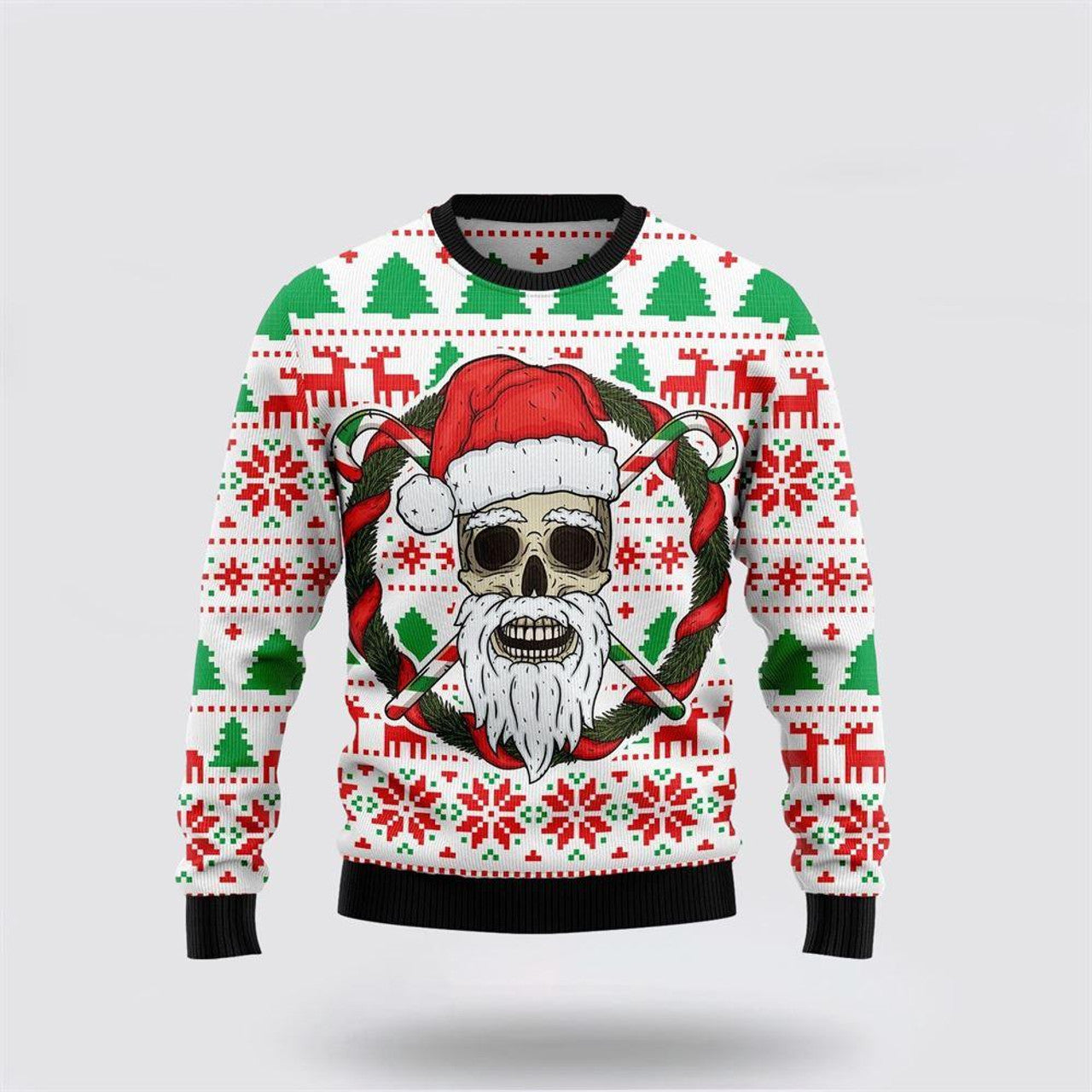 FUNSTUFFPRINT Santa Claus Sweater, Santa Claus Skull Ugly Christmas Sweater, Santa Claus Outfit History Ugly  Sweater
