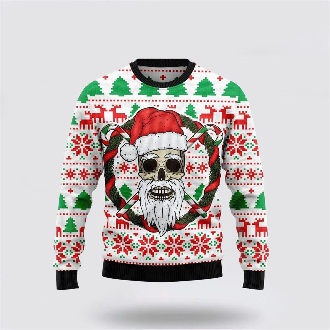 FUNSTUFFPRINT Santa Claus Sweater, Santa Claus Skull Ugly Christmas Sweater, Santa Claus Outfit History Ugly  Sweater