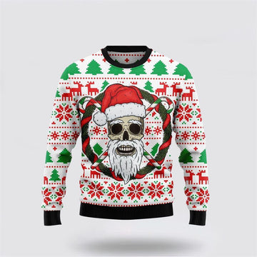 FUNSTUFFPRINT Santa Claus Sweater, Santa Claus Skull Ugly Christmas Sweater, Santa Claus Outfit History Ugly  Sweater