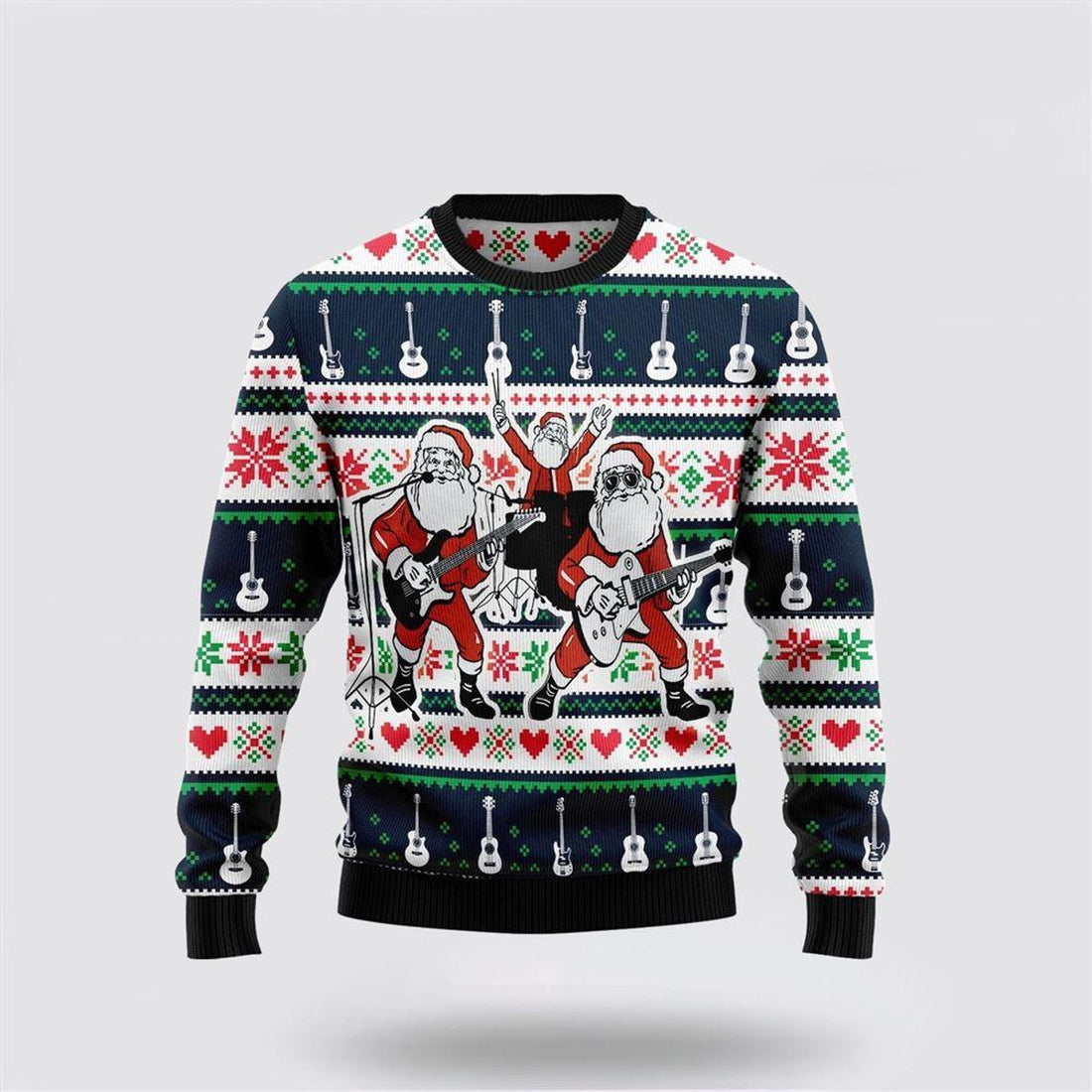FUNSTUFFPRINT Santa Claus Sweater, Santa Clauss Band Ugly Christmas Sweater, Santa Claus Outfit History Ugly  Sweater